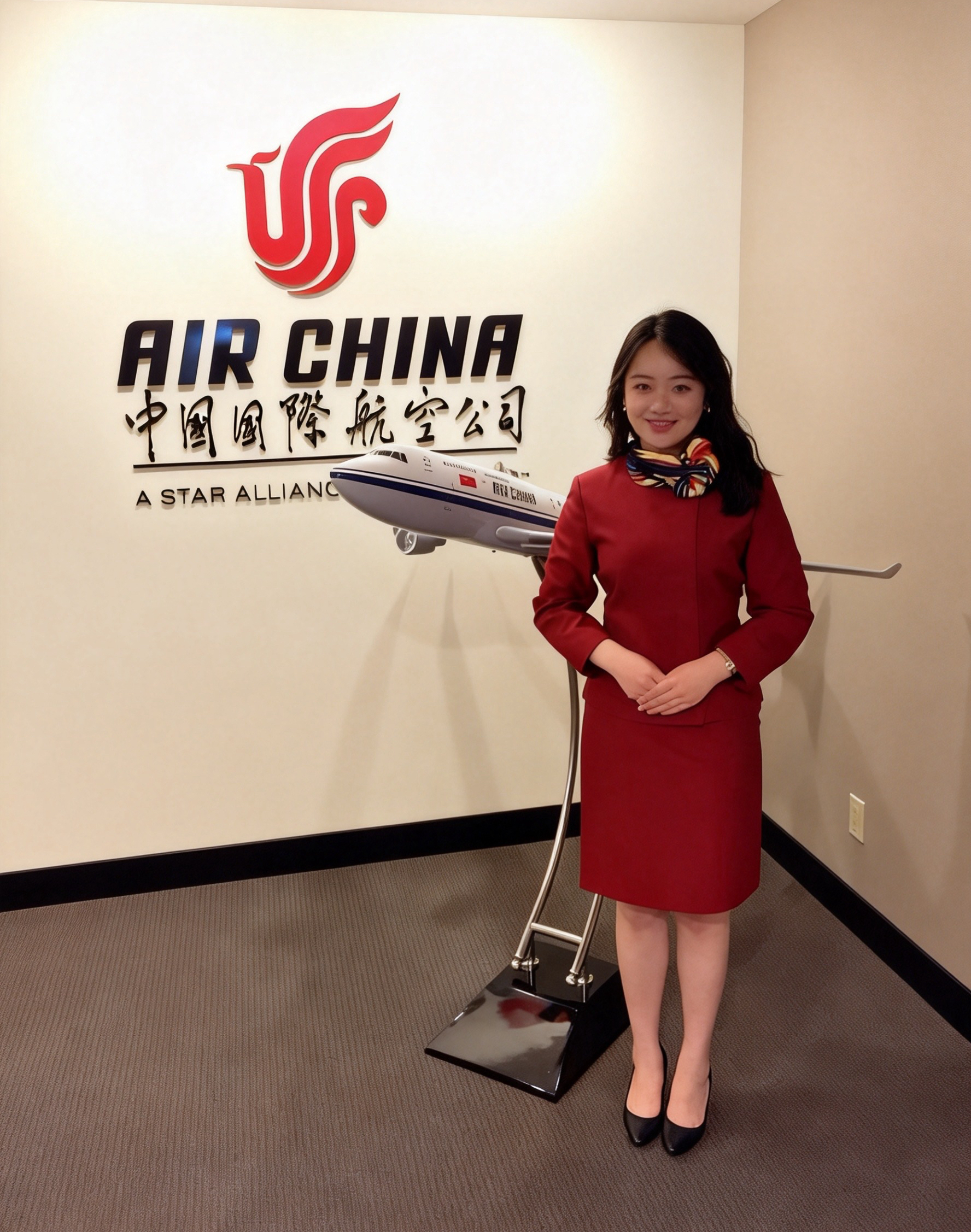 Demi Guo at Air China Vancouver office